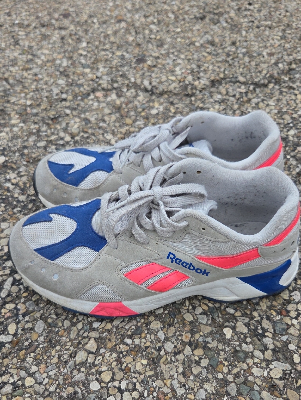 Reebok Kids Gray Sneakers with Pink & Blue Accents